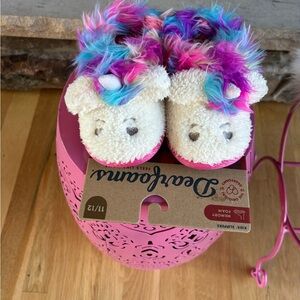 Dearforms Unicorn Slippers NWT Child Size 11-12 Memory Foam